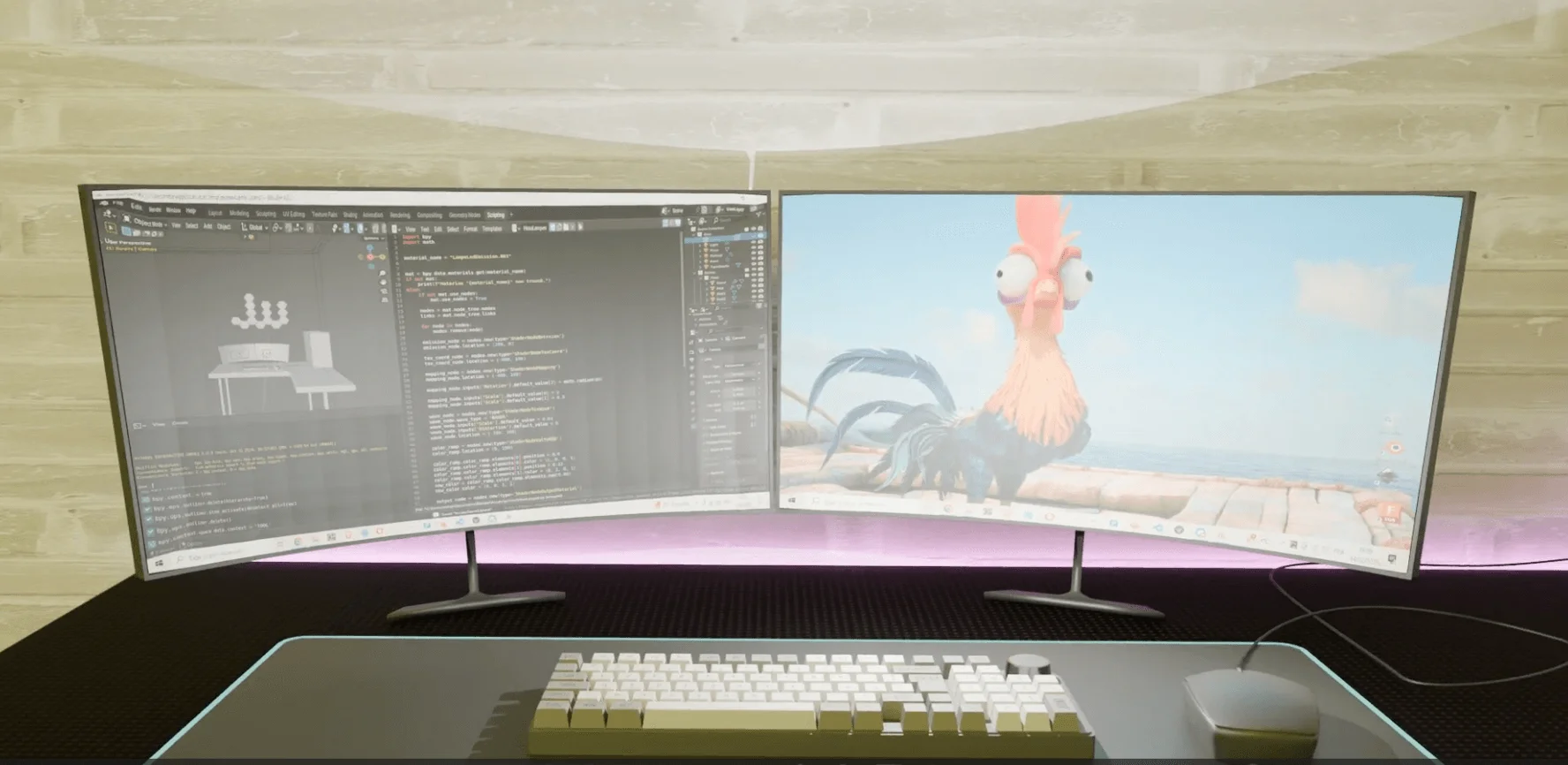 Setup double écran et clavier mécanique