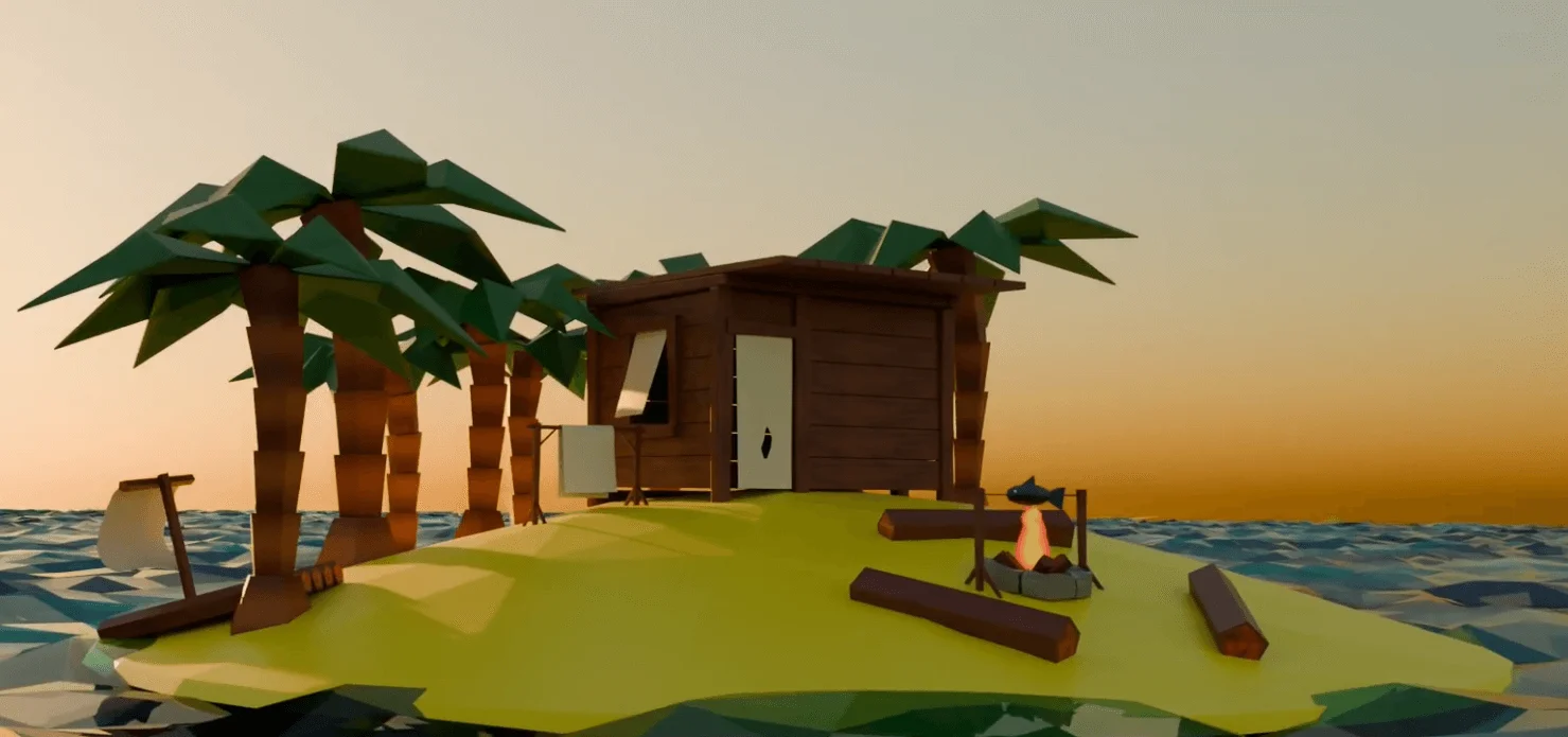 Île flottante low poly